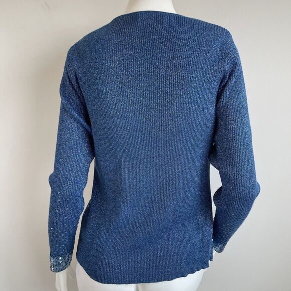 Vintage 2pc Cardigan Tank Top Set Shimmer Sequins Party Cocktail Sweater S/M - Picture 7 of 16